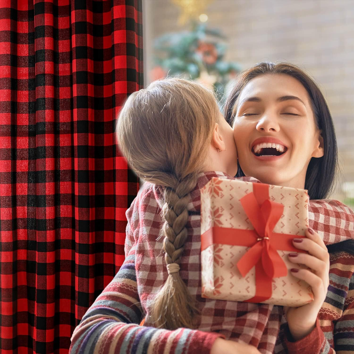 Red Buffalo Check Curtains, Plaid Design, Light Filtering Red Buffalo Check Curtains, Plaid Design, Light Filtering