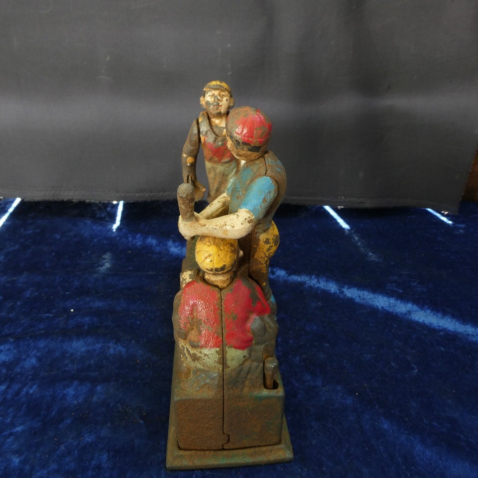 ANTIQUE 1888**RARE** CAST IRON HOMETOWN BATTERY MECHANICAL BASEBALL