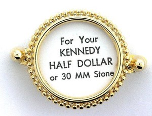 Authentic HALF DOLLAR 30MM GOLD PLATED CAB CABOCHON GEMSTONE GEM BOLO BOLA TIE MOUNTING