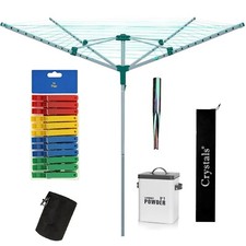 ROTARY AIRER 4 ARM 50M OUTDOOR CLOTHES GARDEN WASHING LINE DRYER SPIKE & COVER