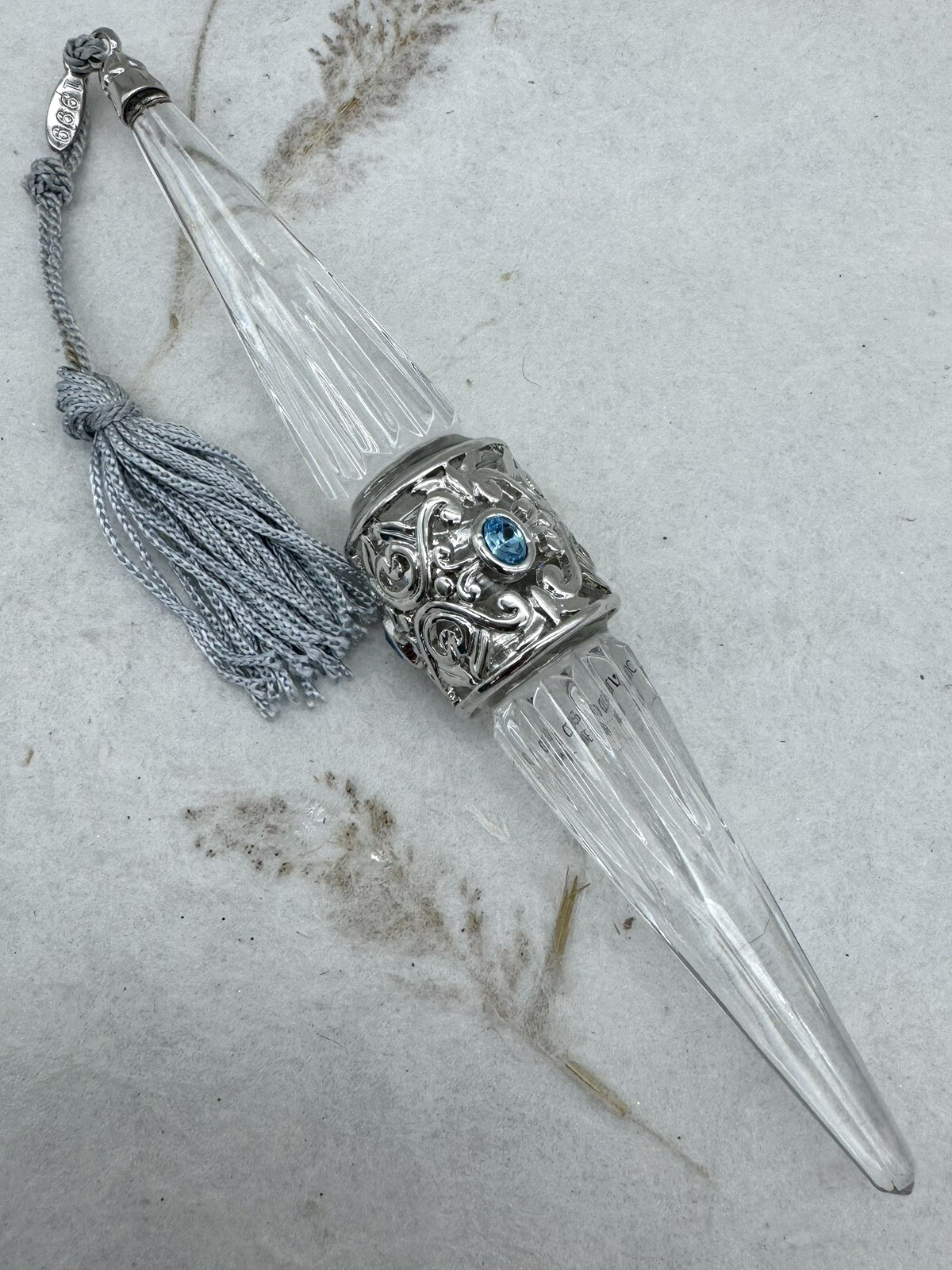 1999 Lenox Icicle Crystal Pave Jewels Ornament Christmas Decor 6.75 Inches Vintage Holiday