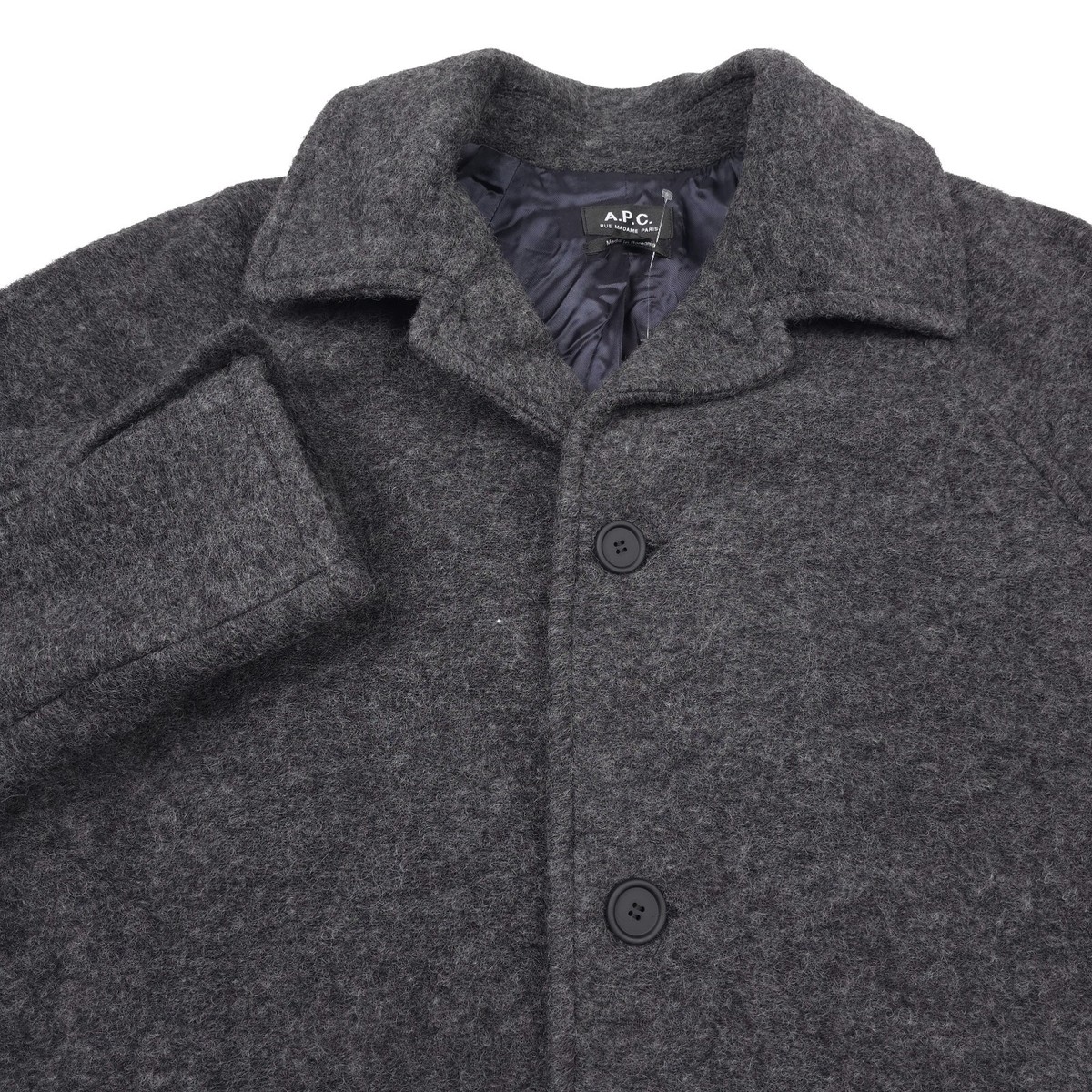 $875 APC Manteau Gaston Gray Four Button Wool Coat Mens Size XL