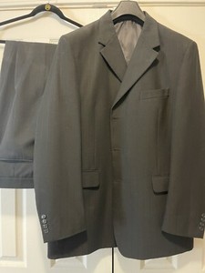 Mens Black Pinstripe 3 Button Suit Jacket and Pants 46 Claudio Morelli