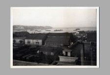 WW2 Era Photo View Looking Down Ocean Military Ships