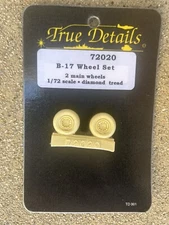 True Details 1/72 Boeing B-17 Wheel Set 2 Main Wheels Diamond Tread 72020