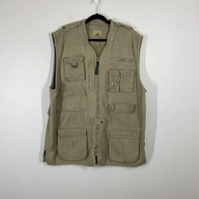 Colorado VTG Mens Tan Fishing Vest Size XL Outdoors Multi Pockets Zip Up Safari