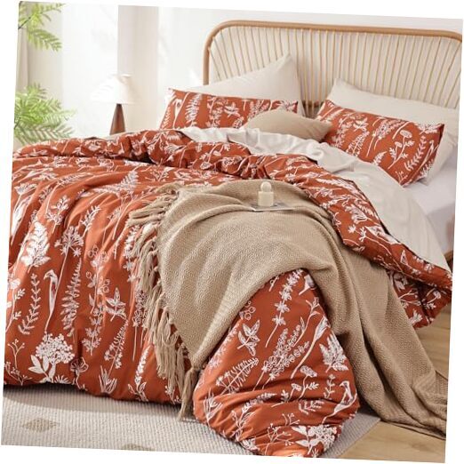 Comforter Set - Floral Comforters Size, Bedding Comforter Queen Terracotta