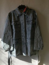 Signature 8 Tie Front Denim Jacket In Mid Wash Womens Size Large