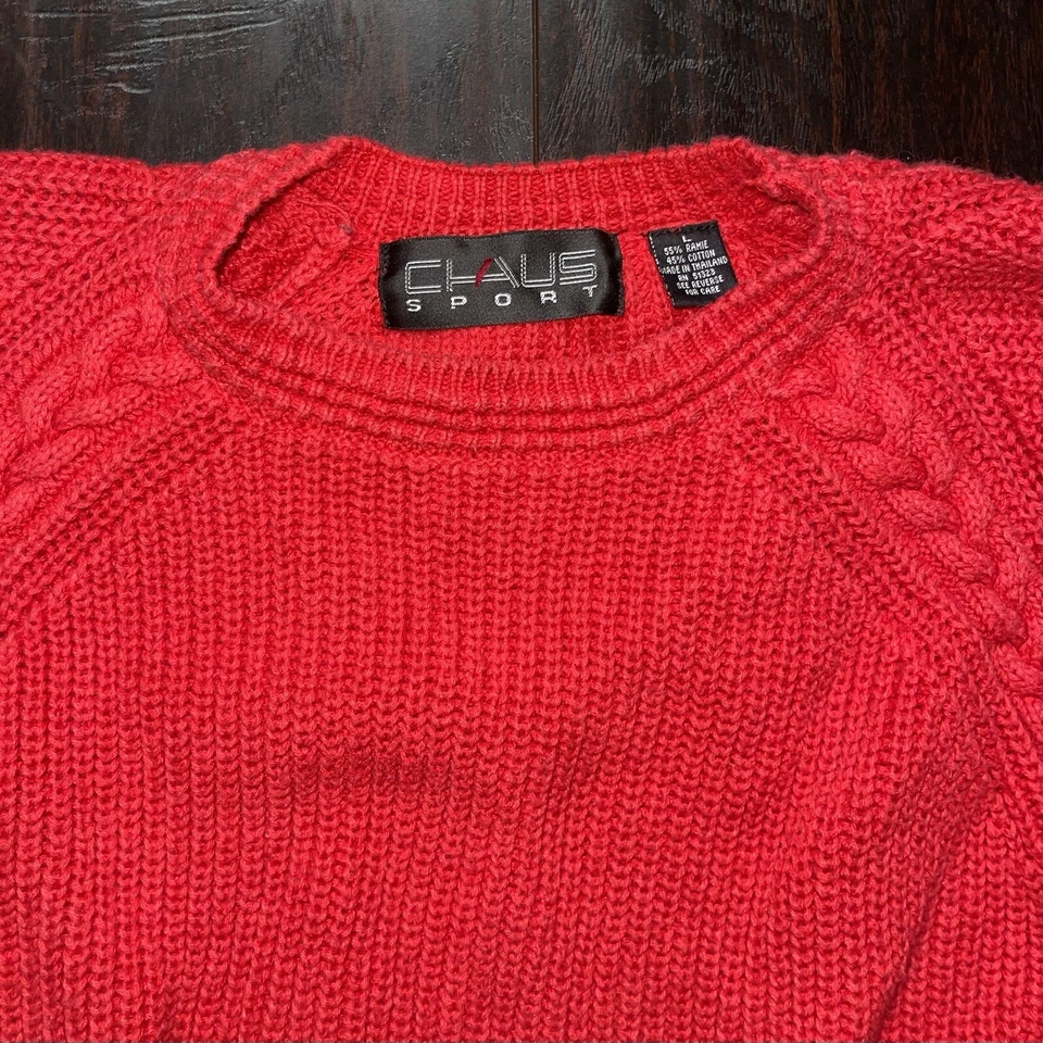 Vintage Chaus Sport Royal Red Long Sleeve Sweater - Size Large - Image 2 of 4