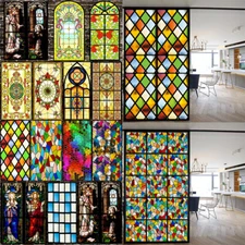 3D Stained Glass Vintage Window Film Self-adhesive Chapel Cling Glass Sticker