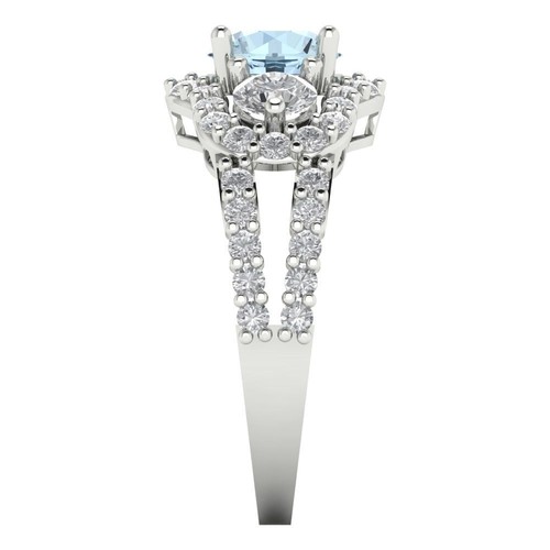 2.16 tcw Round Cut Engagement Ring, 14K White Gold Simulated Diamond - Picture 3 of 40