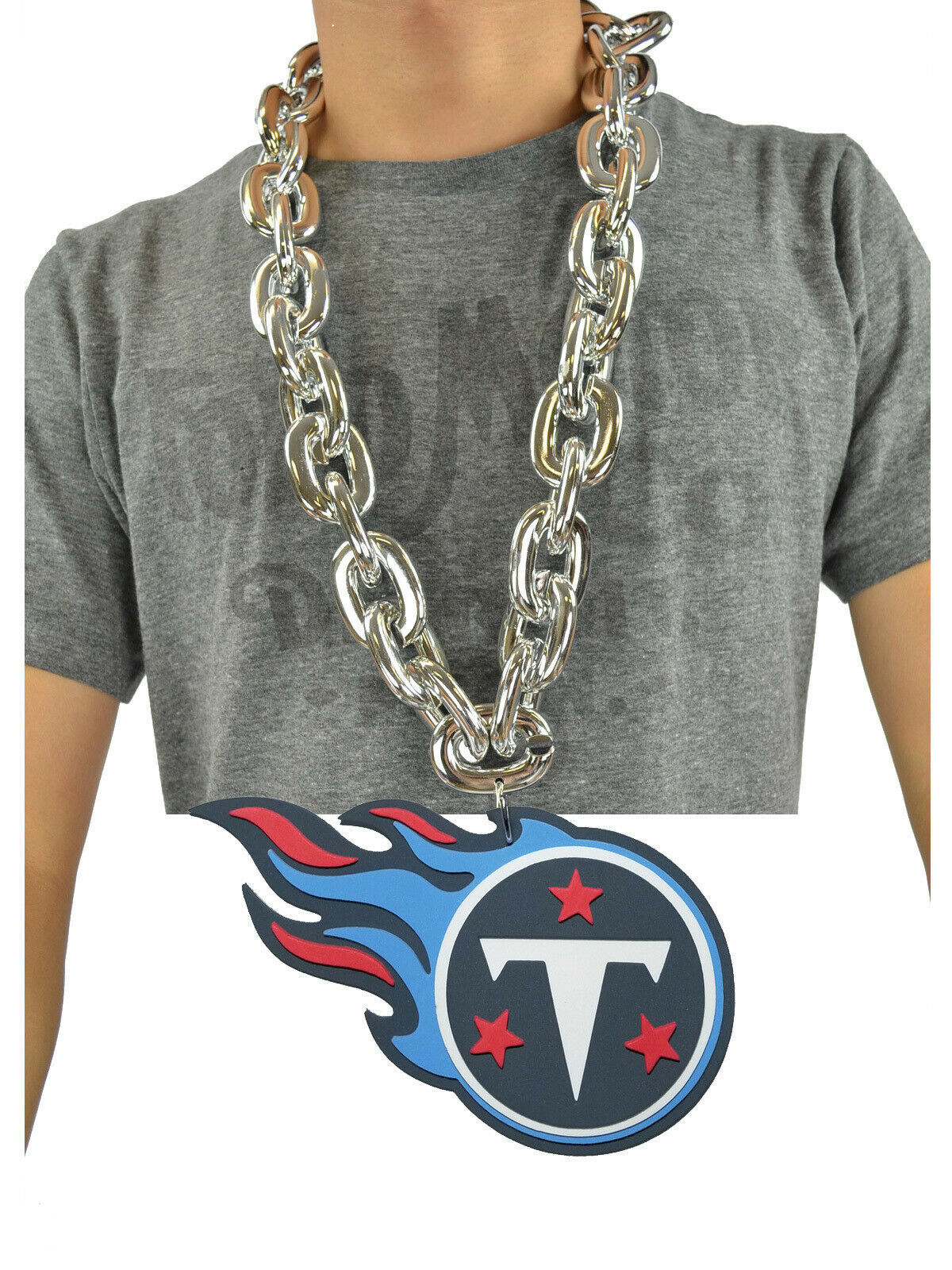 New NFL Tennessee Titans BLUE Fan Chain Necklace Foam Made in USA