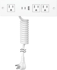 Furniture Drawer Outlet, Recessed Power Strip with 3 PD 20W USB 5 FT, White