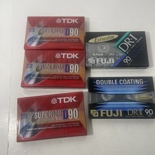 Lot Of 5 TDK Fuji Blank Cassette Tapes 90 Minutes Type I High Output New Sealed