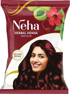 NEHA HERBALS HENNA HAIR COLOR BROWN 15G (Pack of 10) 