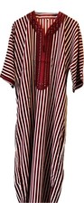 Striped Moroccan Kaftan , Men's caftan in red and white