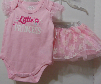 DDG Darlings LITTLE PRINCESS Size (0/3 M) 2 Pc. Bodysuit & Lacey Skirt NEW