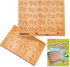TanFans Wooden Alphabet Tracing Board - Montessori Educational Toy for Preschool