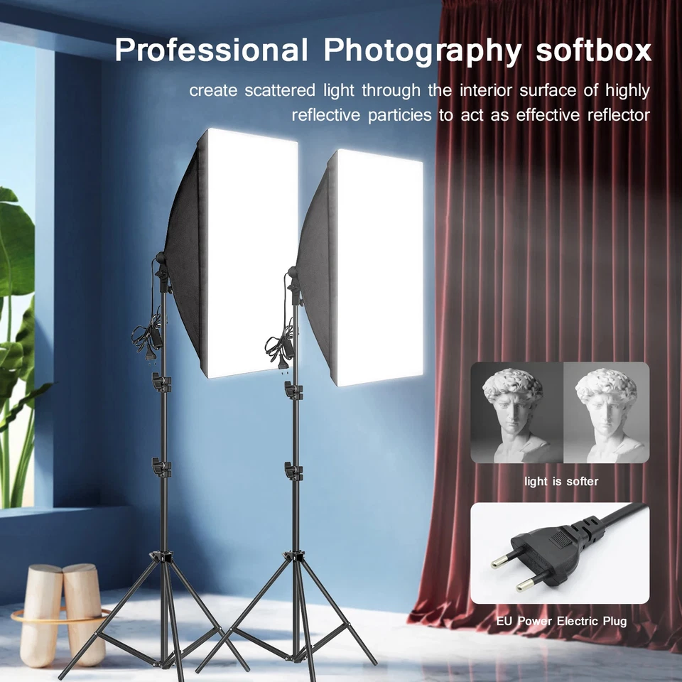 Softbox de fotografía profesional caja blanda de iluminación con trípode para estudio fotográfico Foto 2 de 4