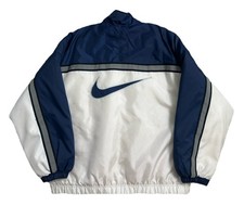 Vintage 90s Nike Puffer Jacket Big Swoosh Blue White Size 2XL