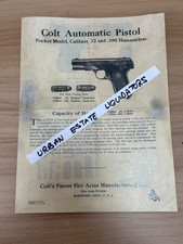 Original Colt Model 1903 1908 Pocket Hammerless Factory Owners Manual 32 380