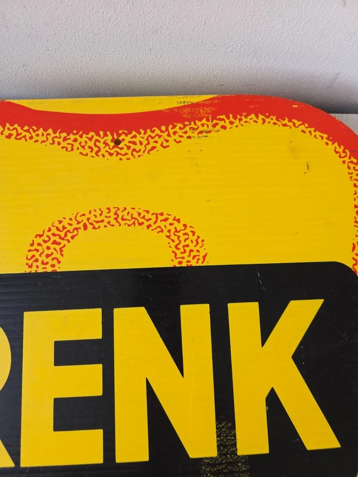 Letrero de cartón vintage Renk Seed doble cara amarillo granja país colgante maíz Foto 3 de 4