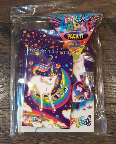 Lisa Frank Paper Pack It Schreibwaren Set Schloss Tagebuch Einhorn Mond in Kunststoff Neu?