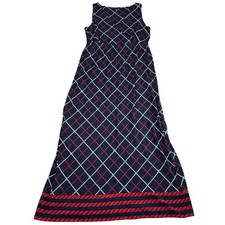 Tommy Hilfiger Women XL Navy Red White Rope Print Sleeveless Maxi Dress