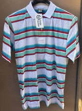 Vintage SERGIO TACCHINI Striped Tennis Golf Polo Shirt Size M New W/Tags