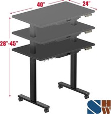  100 x 60 cm Electric Standing Desk with Wheels & Memory Preset, Black | Height  — image 7