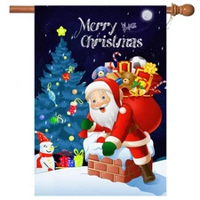 Akeydeco Christmas Flag, 28 x 40 Inch Double-Sided Printing 2 Layer Winter Ch...