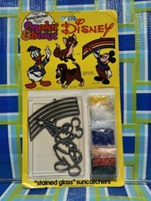Vintage Makit  Bakit Disney Rainbow Mickey Mouse Stained Glass Suncatcher Frame