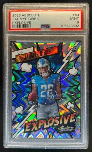 2023 Absolute Jahmyr Gibbs Explosive RC Rookie #43 Lions PSA 9