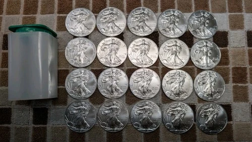 Roll of 20 - 2015 - $1 American Silver Eagle Dollar Coins full Tube 1 oz BU .999