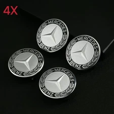 4 X Wheel Center Caps Emblem Black Laurel Wreath (75mm) For Mercedes/Benz AMG