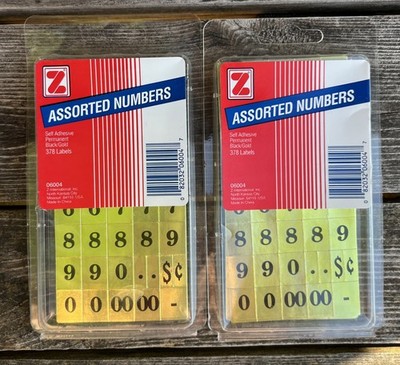 2 Packs Self Adhesive Assorted Numbers Gold And Black Small 1/2 x5/8 