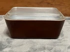 Vintage Brown Pyrex 0502 1 1/2 Pt Refrigerator Dish Container + Ribbed Lid 502-C