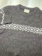 Vintage GAELTARRA Hand Loomed Wool Sweater Size 42 (107cm) Brown & Cream Ireland