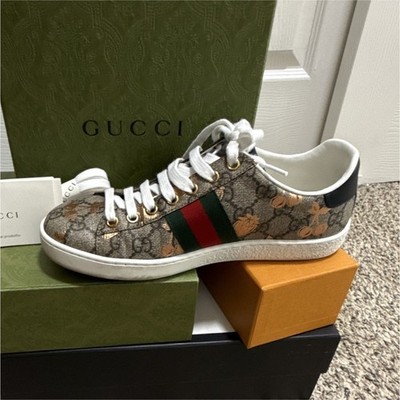 Gucci Mickey Mouse GG Supreme Low Top Sneakers Beige/Brown Web Stripe