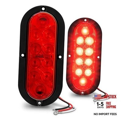 TRUE MODS 2pc 6 inch Oval LED Trailer Tail Light Kit [DOT FMVSS 108] 2 Pack Red
