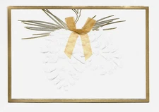 New Hallmark Christmas Cards Glitter Embossed Pincones Box/12  "Joy Peace Hope"