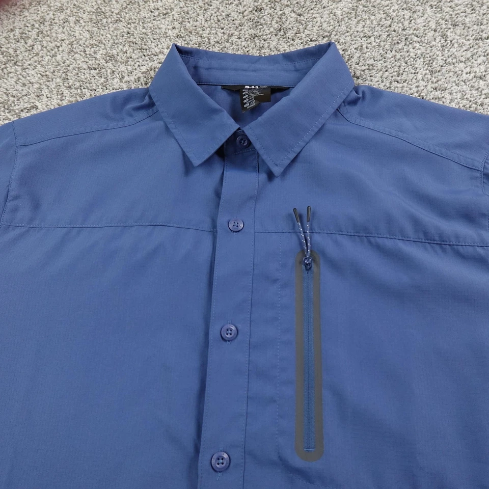 5.11 Tactical Shirt Mens L Blue Marksman Utility Short Sleeve Button Up UPF 50 - Image 3 of 4