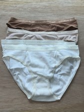 LOT VINTAGE VICTORIAS SECRET 100 COTTON SIGNATURE LOGO TRIM BIKINI PANTY NUDE M