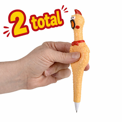     Set of 2   7'' Rubber Chicken Pens  ️ (Yes  This Is Real Life) Funny Gag