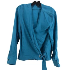 rag & bone Blue V-Neck Wrap Blouse | Size S