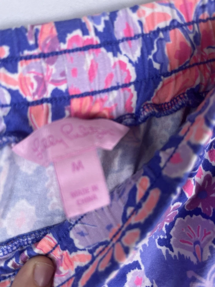 Pantalones de chándal Lilly Pulitzer multicolor, púrpura/naranja floral talla M Foto 3 de 4