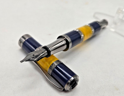 Monteverde USA Regatta Sport Fountain Pen Blue/Yellow&Carbon Fiber Stub(1.1)Nib