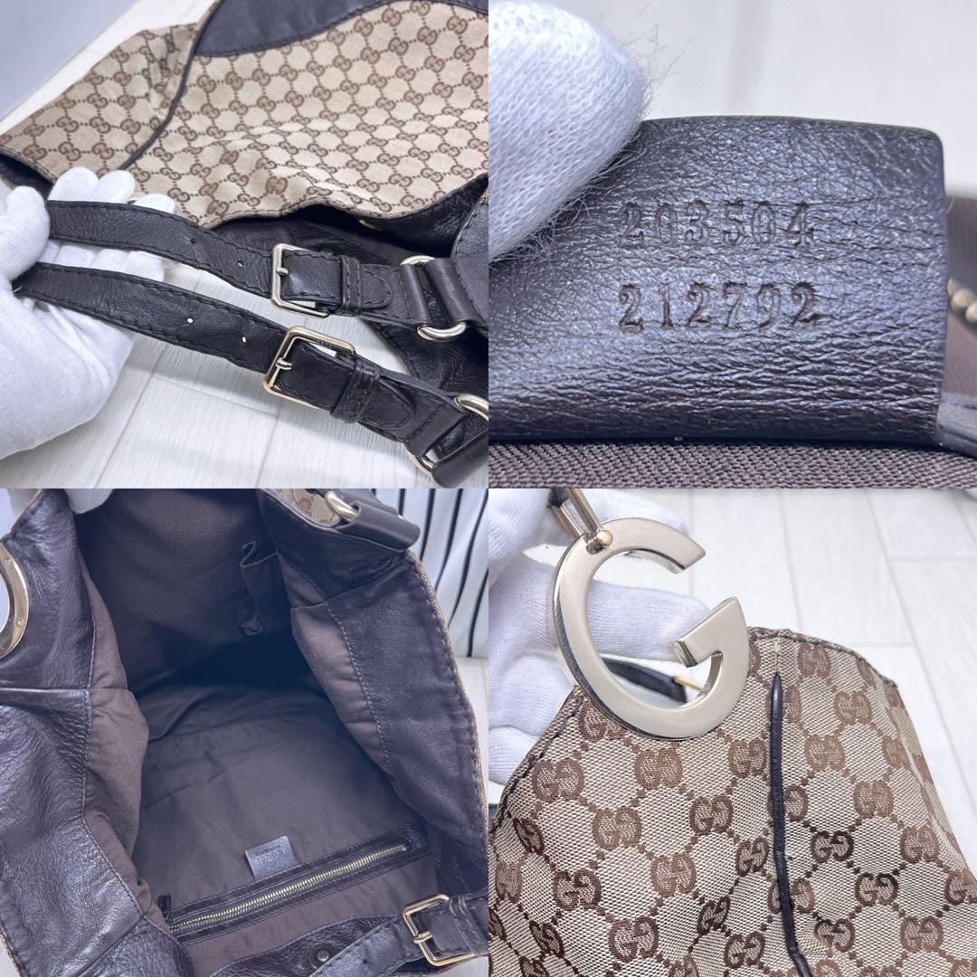 GUCCI GG Pattern Tote Bag A4 Storage Leather Gold Hardware Excellent Condition thumbnail 8