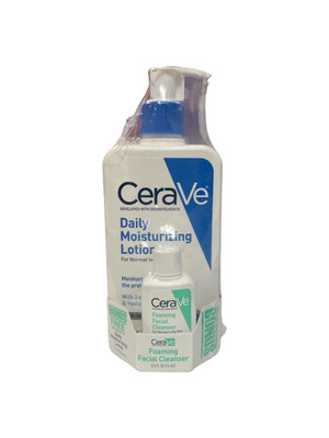 CeraVe Daily Moisturizing Lotion 12 fl oz, W/Foaming Facial Cleanser 0.5 fl oz
