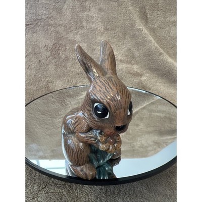 Vintage Ceramic Bunny Rabbit Mini Figurine 3.25'' Marked CK Whimsy Shelf Sitter